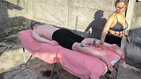 getting a relaxing massage session outdoors in open air