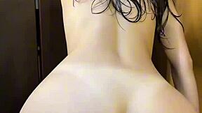 Skinny girlfriend bent over post-shower for dorm pussy ride