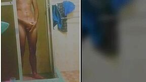 Skinny Brazilian Amateur Shower Bath Masturbation Compilation Cums Hard on Huge Cock