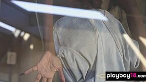 victoria antoinette hot ebony teen strips lingerie bares natural tits pussy