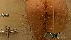 big tit milf caresses fat ass and pussy in homemade bath soak