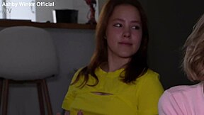 step sis joins me and gf for bent over doggy blonde ffm creampie threesome fun