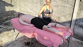 getting a relaxing massage session outdoors in open air