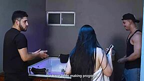 antonella jones takes on two huge bbc plumbers gushes like a slut while clueless husband watches nothing