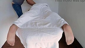 raven grey's shaved pussy happy ending handjob massage