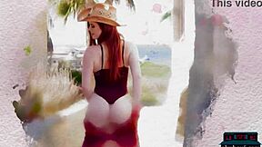 krystal kitten redhead milf strips naked gets wet outdoors