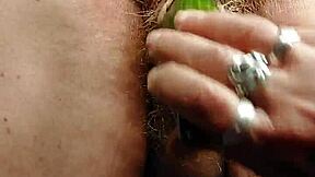 oma, why fuck your hairy granny pussy with that big cucumber
