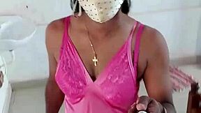 indian cd lara dsouza tempts in pink satin nighty for mature play