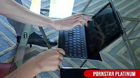 Skinny brunette Violet Myers teases Conor Coxxx's huge cock in lingerie