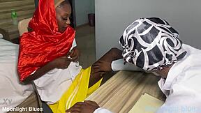 Petite ebony student tempts teacher with moans before christmas break at office