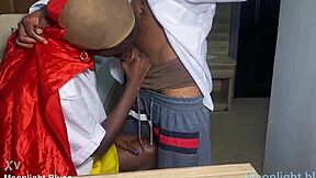 Petite ebony student tempts teacher with moans before christmas break at office