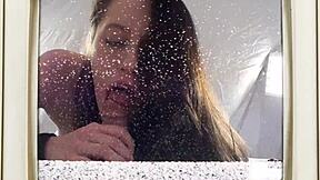 minnie rose moans as pussy fills with creampie closeup backstage