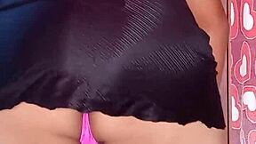 Sexy Dancer Twirls in Shiny Pink Thong Bra and Nylons