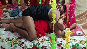 indian couple's suhagraat bends for first doggy. clear hindi moans in blowjob sex night