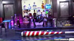 Leya Falcon Stuffing Autumn Rain's Ass with Toys Before Bent-Over Doggystyle