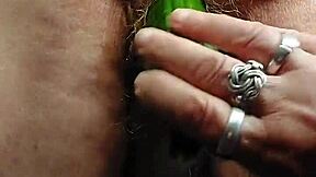 oma, why fuck your hairy granny pussy with that big cucumber