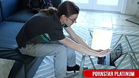 Skinny brunette Violet Myers teases Conor Coxxx's huge cock in lingerie