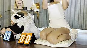 hey girls, can you make this big cock explode in our dice handjob challenge