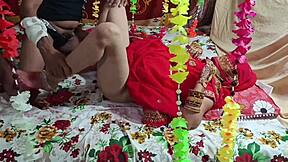 indian couple's suhagraat bends for first doggy. clear hindi moans in blowjob sex night