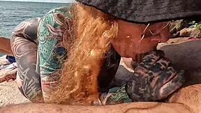 Skinny Tattooed Brazilian Teens Deepthroat Blowjobs on Beach Public POV Wet Pussy Action