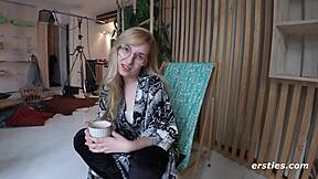 nat's pierced nipple friends suck tits in first lesbian kisses