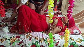 indian couple's suhagraat bends for first doggy. clear hindi moans in blowjob sex night