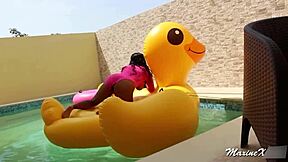 My poolside BBC toy pussy play