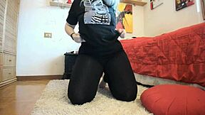 chubby italian babe rubs huge clit and hairy pussy in dirty pee diaper