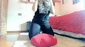 chubby italian babe rubs huge clit and hairy pussy in dirty pee diaper