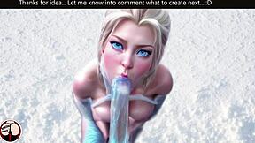 i suck princess elsa's big cock in cold snow blowjob
