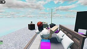 Craving that huge cock stretch as this whore rides it deep in steamy roblox collab fuckfest