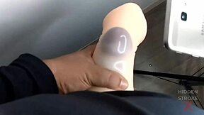 My condom breaks in intense toy masturbation cumshot