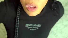 Stepsis best friend brunette sneaks in for sloppy deepthroat blowjob and cumshot