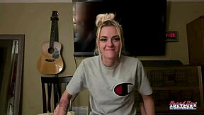 petite blonde rubs juicy tits and fingers tight twat