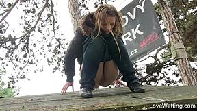 i feel so exposed pissing as michell outdoors publicly in softcore solo thrill