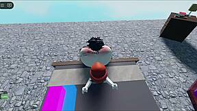 Craving that huge cock stretch as this whore rides it deep in steamy roblox collab fuckfest
