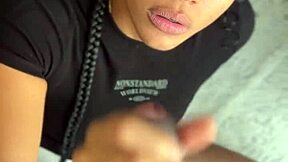 Stepsis best friend brunette sneaks in for sloppy deepthroat blowjob and cumshot