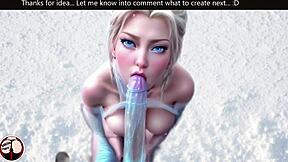 i suck princess elsa's big cock in cold snow blowjob