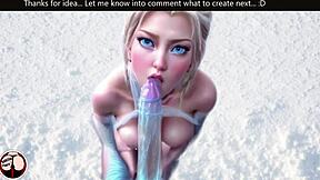 i suck princess elsa's big cock in cold snow blowjob