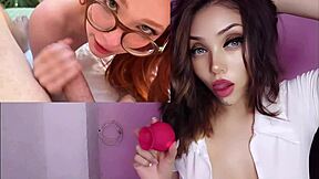 innocent tattooed glasses girl rides cock in hot pov creampie frenzy