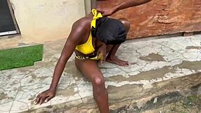 Huge dick stands hard outside begging my oiled squirting pussy ride