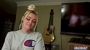 petite blonde rubs juicy tits and fingers tight twat