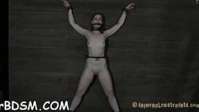 i can't believe the prod shocks my bound tits and shaved pussy so rough