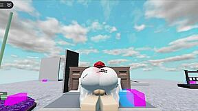 Craving that huge cock stretch as this whore rides it deep in steamy roblox collab fuckfest