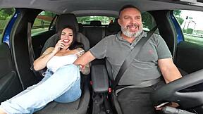 anna belutti petite brazilian latina slut rides driver's cock bareback in car first time