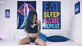 former desi devi tv-host endures bdsm monster black cock pounding vagina with cumshot facial