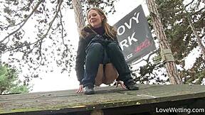 i feel so exposed pissing as michell outdoors publicly in softcore solo thrill