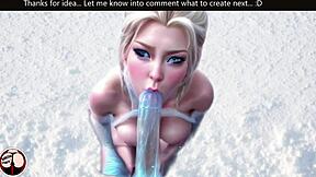 i suck princess elsa's big cock in cold snow blowjob