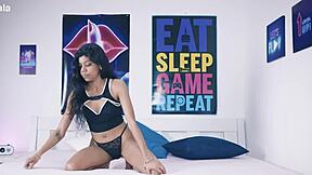 former desi devi tv-host endures bdsm monster black cock pounding vagina with cumshot facial