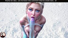 i suck princess elsa's big cock in cold snow blowjob